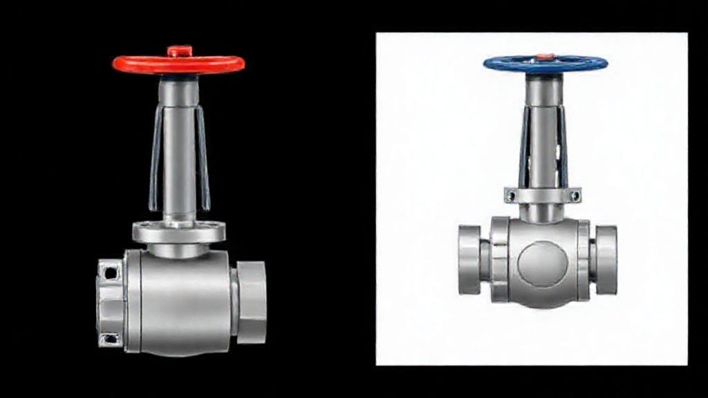 ignore the previous images style. create an image of side-by-side illustration of full bore and reduced bore ball valves with better background